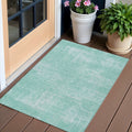 3 X 5 Turquoise And Teal Blue Abstract Washable Indoor Outdoor Area Rug