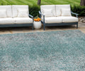 9 X 12 Teal Blue Gray And Charcoal Oriental Washable Indoor Outdoor Area Rug