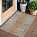 3 X 5 Terra Cotta Silver And Charcoal Oriental Washable Indoor Outdoor Area Rug