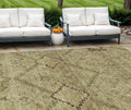 8 X 10 Brown Beige And Artichoke Green Floral Washable Indoor Outdoor Area Rug