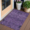 3 X 5 Eggplant Purple And Plum Floral Washable Indoor Outdoor Area Rug