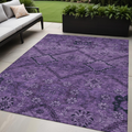 5 X 8 Eggplant Purple And Plum Floral Washable Indoor Outdoor Area Rug