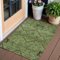 3 X 5 Olive Green Fern Green And Artichoke Green Floral Washable Indoor Outdoor Area Rug