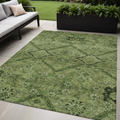 5 X 8 Olive Green Fern Green And Artichoke Green Floral Washable Indoor Outdoor Area Rug