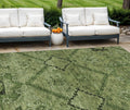 10 X 14 Olive Green Fern Green And Artichoke Green Floral Washable Indoor Outdoor Area Rug