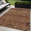 5 X 8 Orange Copper And Brown Floral Washable Indoor Outdoor Area Rug