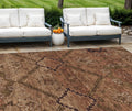 10 X 14 Orange Copper And Brown Floral Washable Indoor Outdoor Area Rug