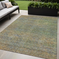 5 X 8 Green Gold And Charcoal Abstract Washable Indoor Outdoor Area Rug