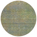 8 Green Gold And Charcoal Round Abstract Washable Indoor Outdoor Area Rug