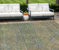 9 X 12 Green Gold And Charcoal Abstract Washable Indoor Outdoor Area Rug