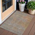 3 X 5 Gray Charcoal And Orange Abstract Washable Indoor Outdoor Area Rug