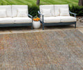 8 X 10 Gray Charcoal And Orange Abstract Washable Indoor Outdoor Area Rug