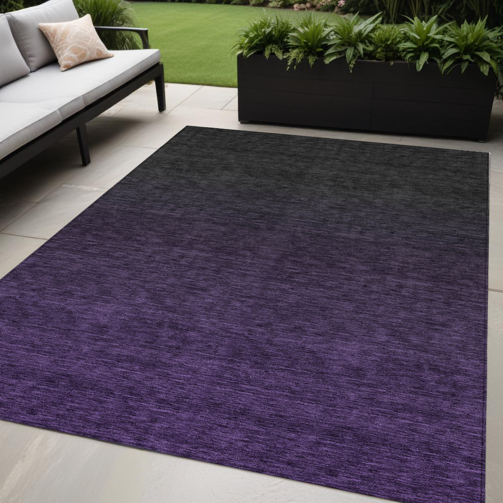 5 X 8 Eggplant Purple And Charcoal Abstract Washable Indoor Outdoor Area Rug
