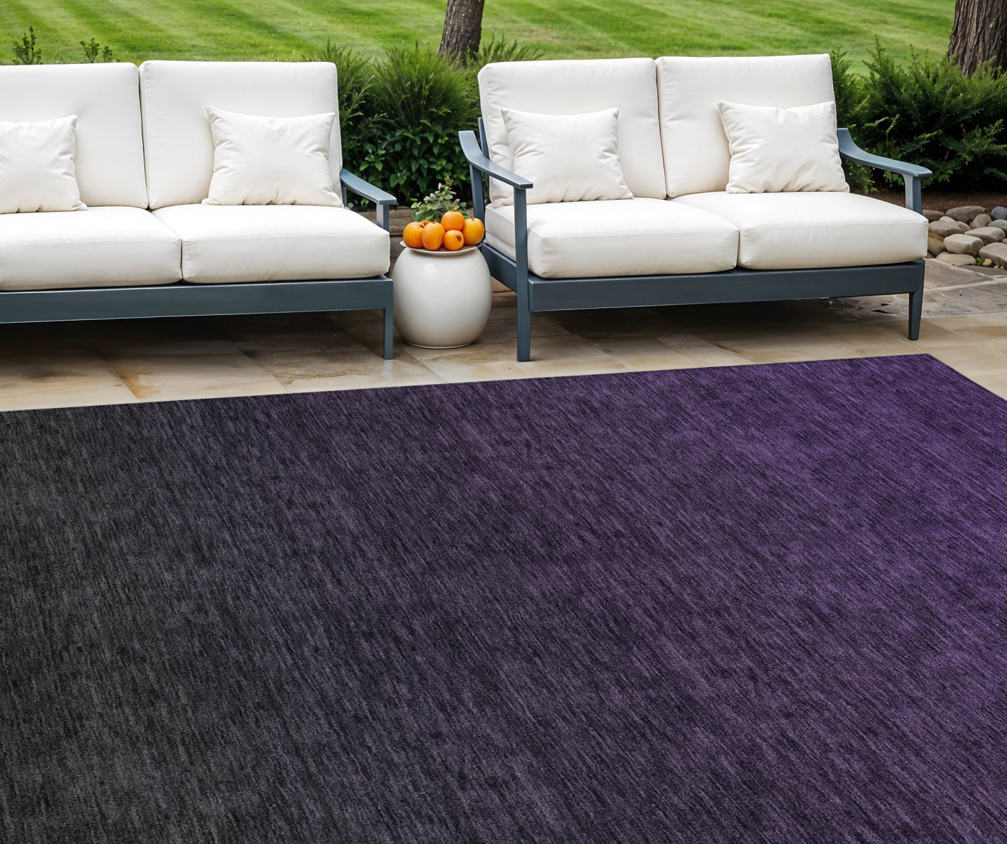 8 X 10 Eggplant Purple And Charcoal Abstract Washable Indoor Outdoor Area Rug
