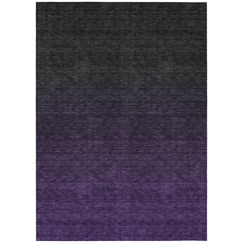 10 X 14 Eggplant Purple And Charcoal Abstract Washable Indoor Outdoor Area Rug