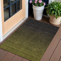 3 X 5 Olive Green And Charcoal Abstract Washable Indoor Outdoor Area Rug