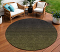 8 Olive Green And Charcoal Round Abstract Washable Indoor Outdoor Area Rug
