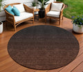 8 Orange And Charcoal Round Abstract Washable Indoor Outdoor Area Rug