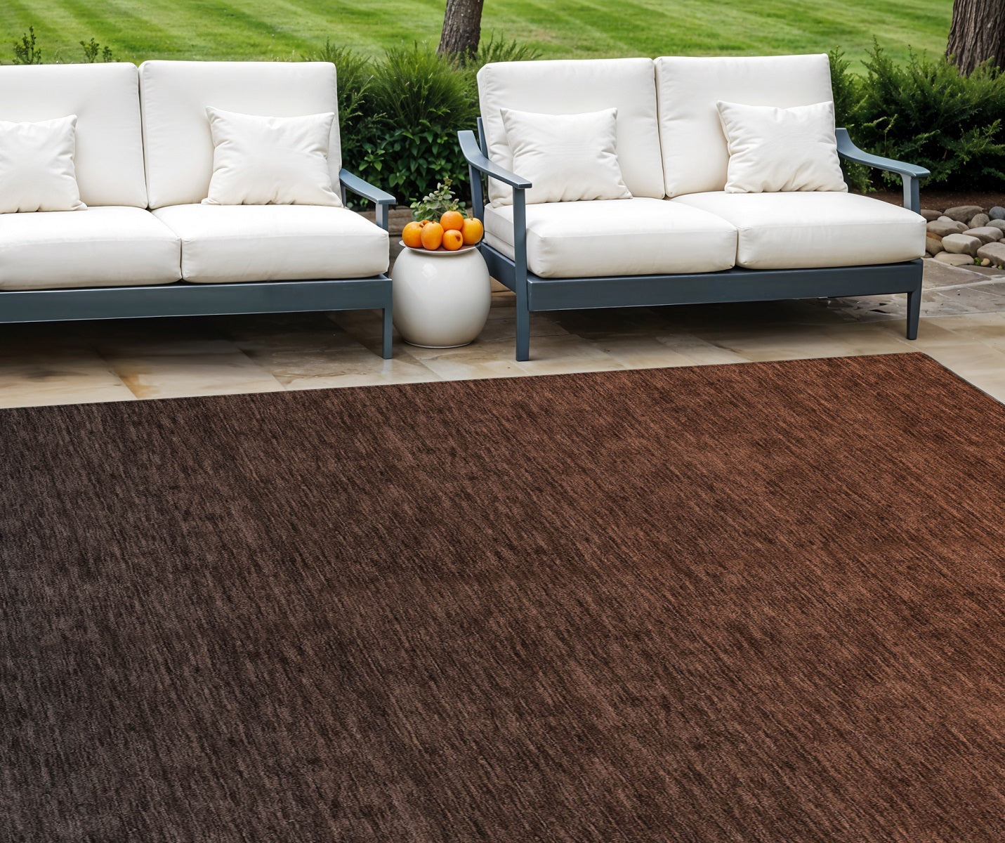 9 X 12 Orange And Charcoal Abstract Washable Indoor Outdoor Area Rug