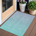 3 X 5 Sky Blue And Teal Blue Ombre Washable Indoor Outdoor Area Rug