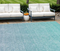 10 X 14 Sky Blue And Teal Blue Ombre Washable Indoor Outdoor Area Rug