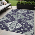 5 X 8 Purple Eggplant And Sage Medallion Washable Indoor Outdoor Area Rug