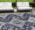 8 X 10 Purple Eggplant And Sage Medallion Washable Indoor Outdoor Area Rug