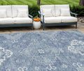 10 X 14 Navy Blue And Denim Blue Medallion Washable Indoor Outdoor Area Rug