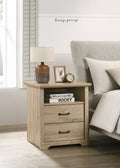 Elara 22W Light Oak Finish 2-Drawer Nightstand Bedside Table with USB Charging  Ports