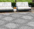 9 X 12 Gray Silver And Charcoal Ikat Washable Indoor Outdoor Area Rug