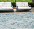 8 X 10 Aqua Mint Green And Silver Geometric Washable Indoor Outdoor Area Rug