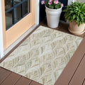 3 X 5 Khaki Tan And Beige Geometric Washable Indoor Outdoor Area Rug