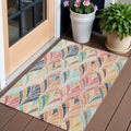 3 X 5 Orange Copper And Gold Geometric Washable Indoor Outdoor Area Rug