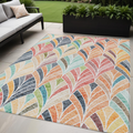 5 X 8 Orange Copper And Gold Geometric Washable Indoor Outdoor Area Rug