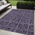 5 X 8 Purple Plum And Charcoal Medallion Washable Indoor Outdoor Area Rug