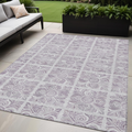 5 X 8 Lavender And Silver Medallion Washable Indoor Outdoor Area Rug