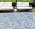 8 X 10 Sky Blue And Denim Blue Medallion Washable Indoor Outdoor Area Rug