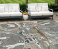 10 X 14 Gray Copper And Mint Green Geometric Washable Indoor Outdoor Area Rug
