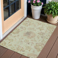 3 X 5 Artichoke Green Mint Green And Taupe Floral Washable Indoor Outdoor Area Rug