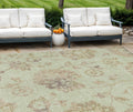 10 X 14 Artichoke Green Mint Green And Taupe Floral Washable Indoor Outdoor Area Rug