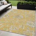 5 X 8 Gold Beige And Fern Green Floral Washable Indoor Outdoor Area Rug