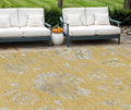 8 X 10 Gold Beige And Fern Green Floral Washable Indoor Outdoor Area Rug