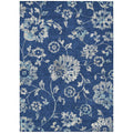 10 X 14 Navy Blue And Gray Floral Washable Indoor Outdoor Area Rug