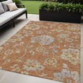 5 X 8 Orange Copper And Gray Floral Washable Indoor Outdoor Area Rug