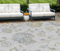 9 X 12 Silver Gray And Gold Floral Washable Indoor Outdoor Area Rug