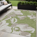 5 X 8 Olive Green Taupe And Beige Floral Washable Indoor Outdoor Area Rug