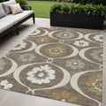 5 X 8 Brown Beige And Taupe Medallion Washable Indoor Outdoor Area Rug