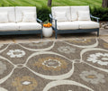 8 X 10 Brown Beige And Taupe Medallion Washable Indoor Outdoor Area Rug