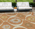 9 X 12 Orange Copper And Gray Medallion Washable Indoor Outdoor Area Rug