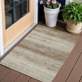 3 X 5 Brown And Beige Striped Washable Indoor Outdoor Area Rug